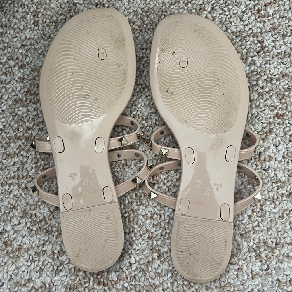 Mix No. 6 Women's Light Pink / Nude Gold Studded Sandals - Size 9 - Picture 6 of 6